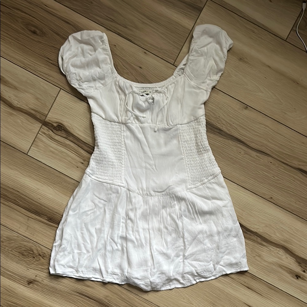 White Puff Mini Sleeve Dress Built-In-Shorts